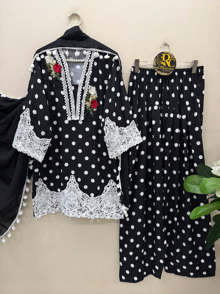 polka dot Pakistani Farshi suits