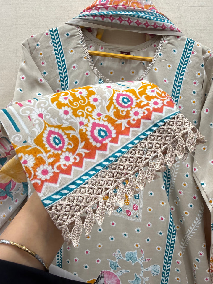Semi cotton printed suits