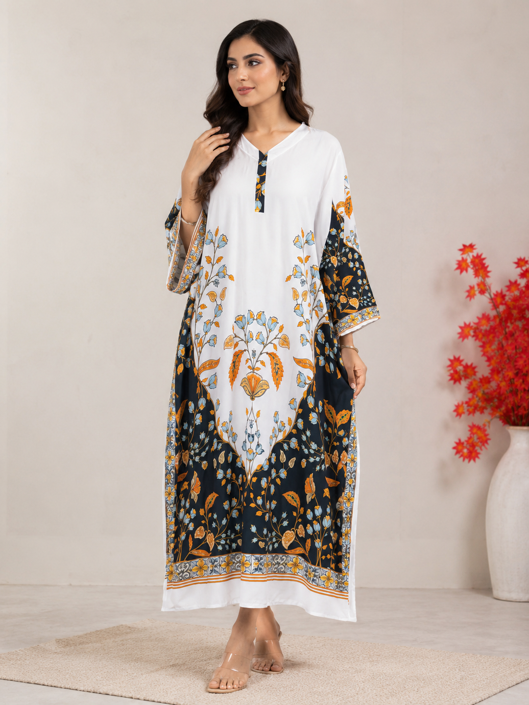 Printed pakistani long kaftans