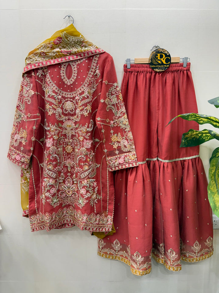 Pakistani shiffon Garara suits for women  7018