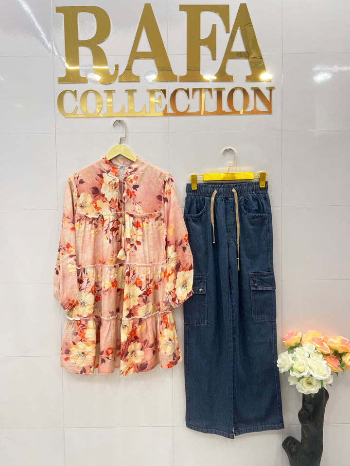 Korean denim cargo Sets