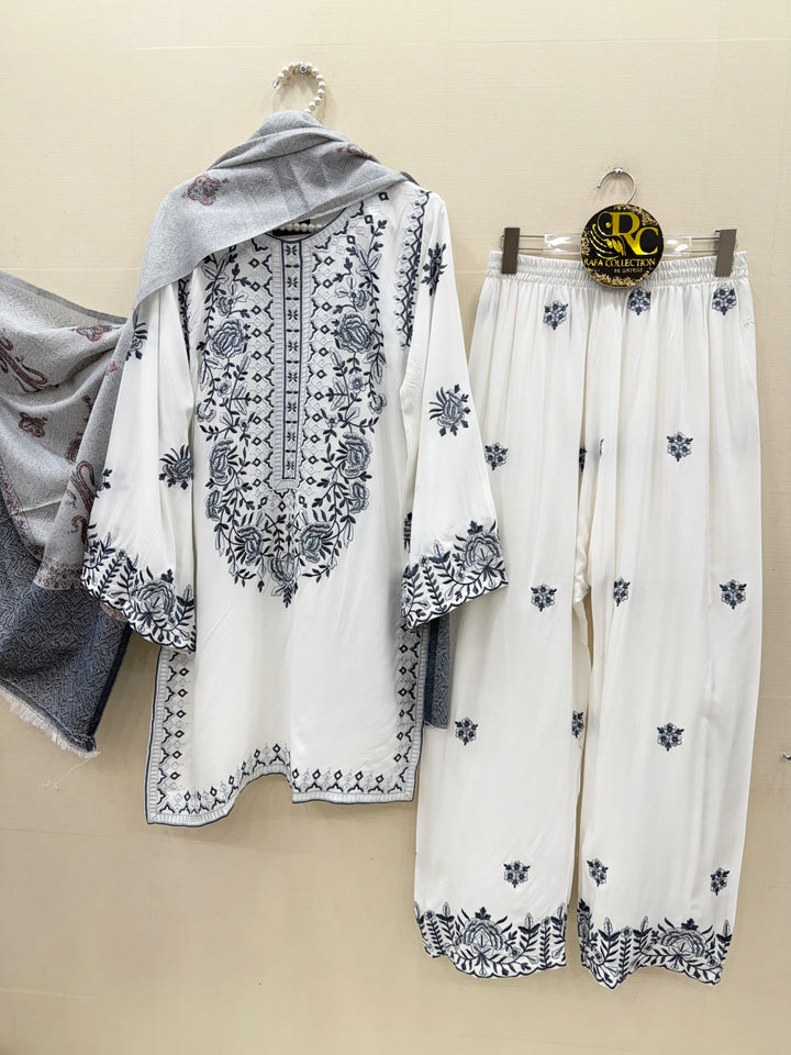 Embroidered pashmina suits 7027