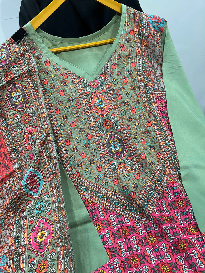 Multi colour kurti pant set 1989