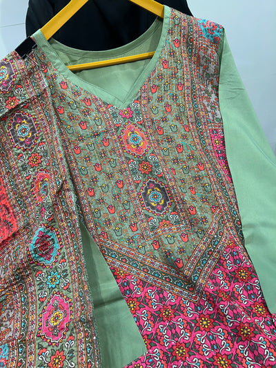 Multi colour kurti pant set 1989