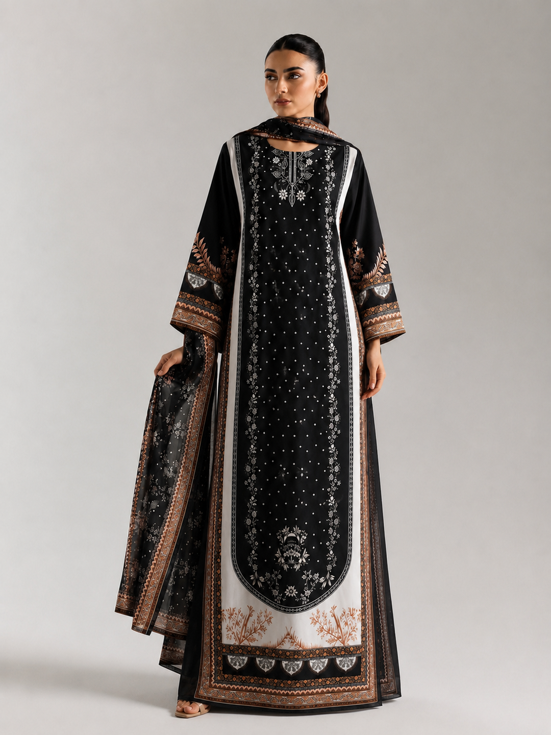 Printed pakistani long kaftans