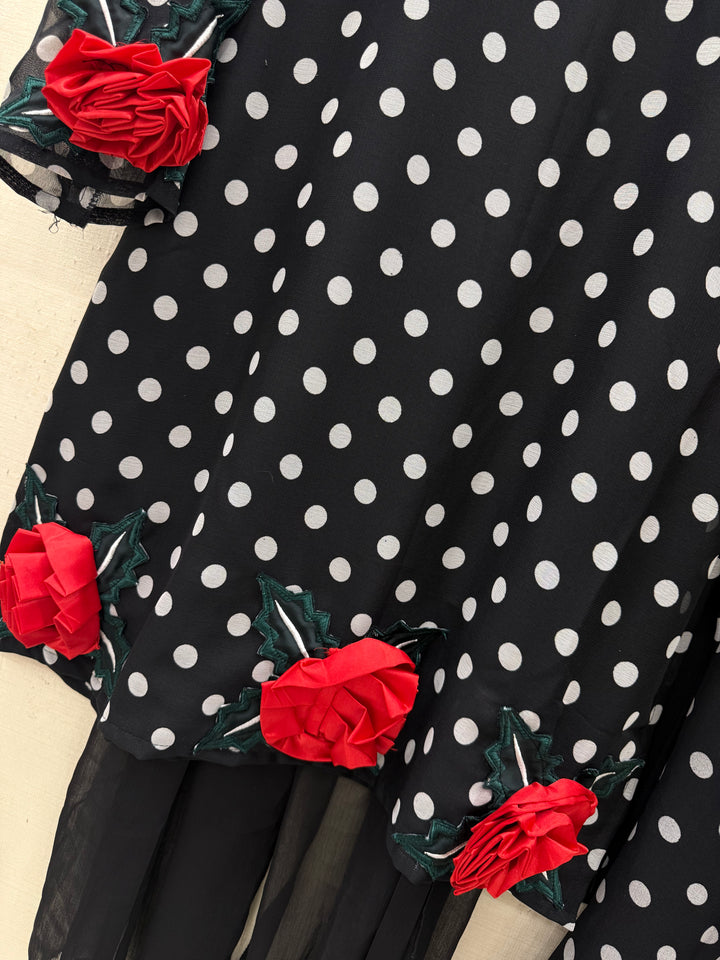 Polka dot 3d flower suits