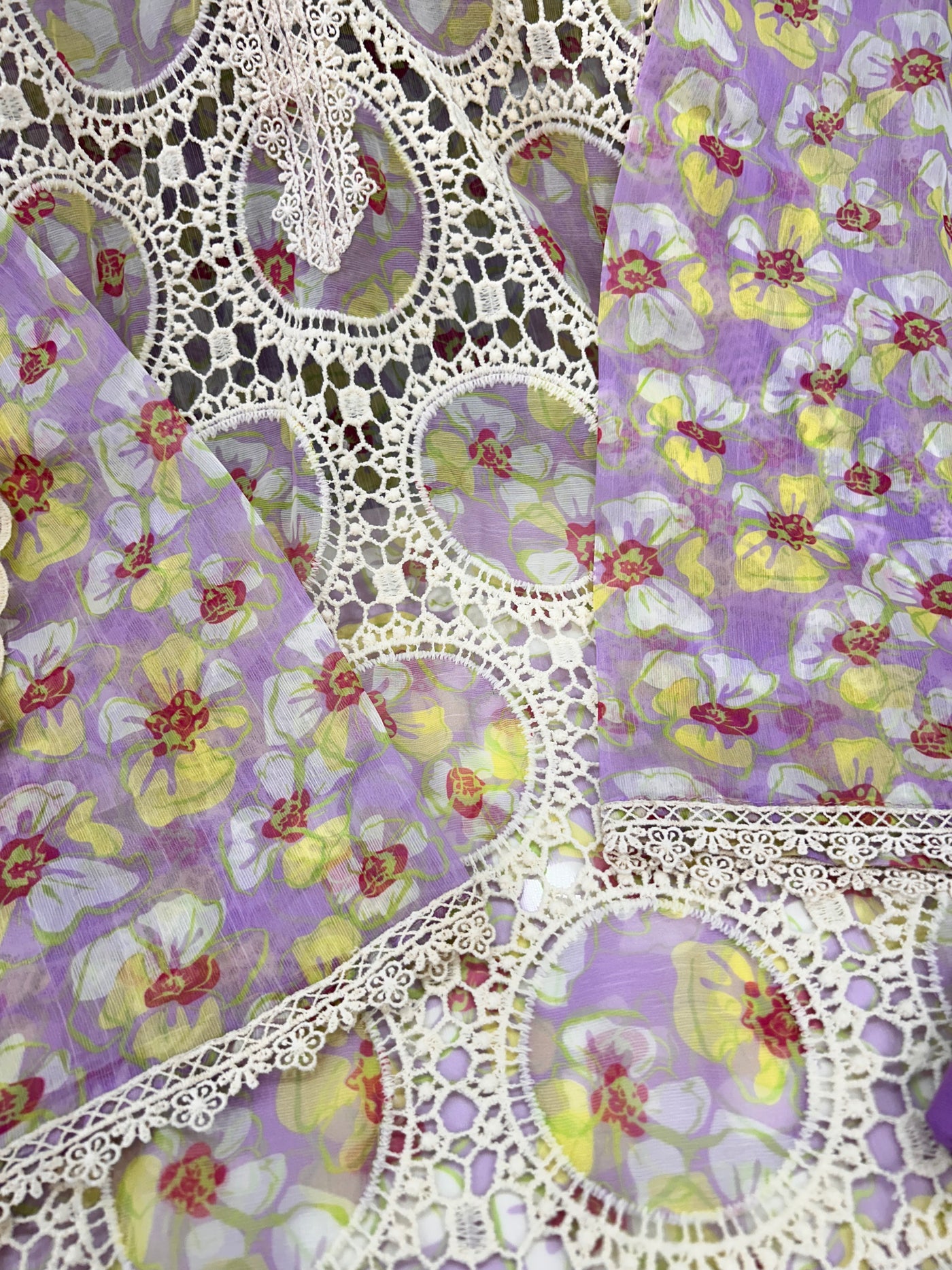 Crochet Organza Suit 2148