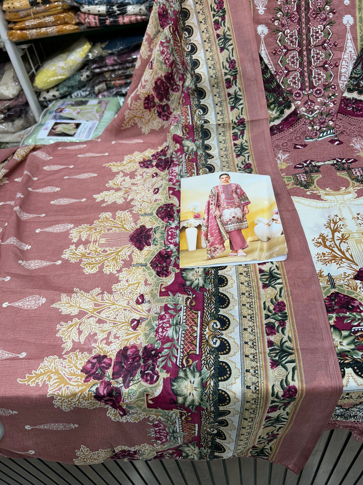 Semi cotton embroidered suits 2835