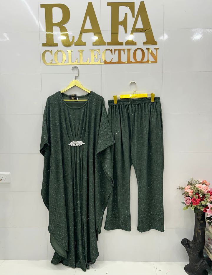 Shimmer lycra kaftan Co-ord sets 3134