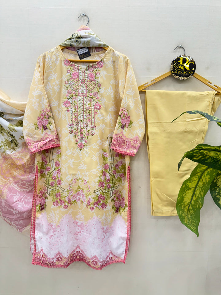 Semi cotton embroidered suits