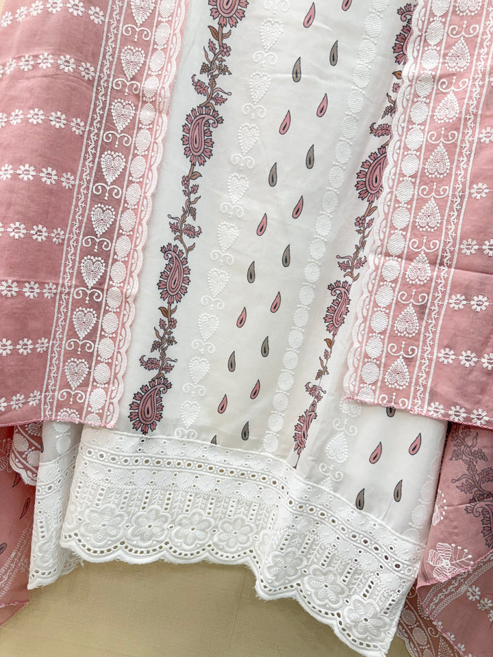 Cotton chikankari unstitched suits