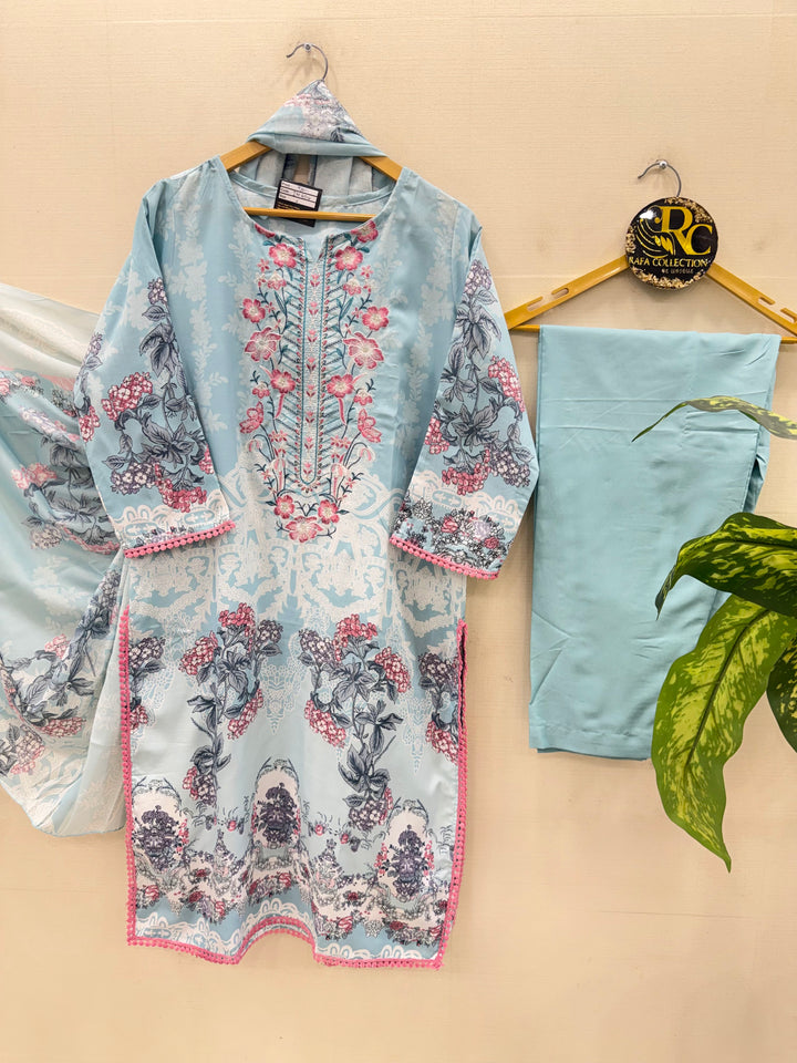 Semi cotton embroidered suits