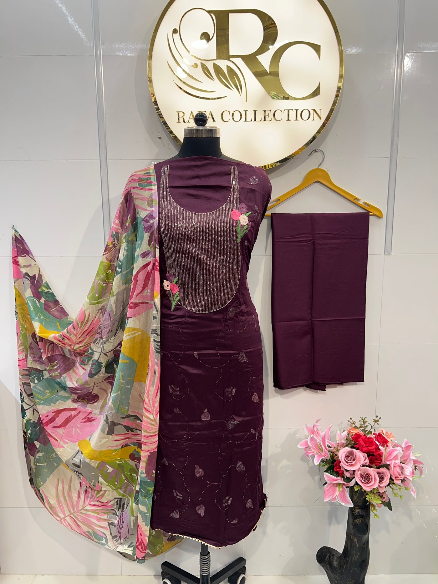 Cotton embroided suits 3488