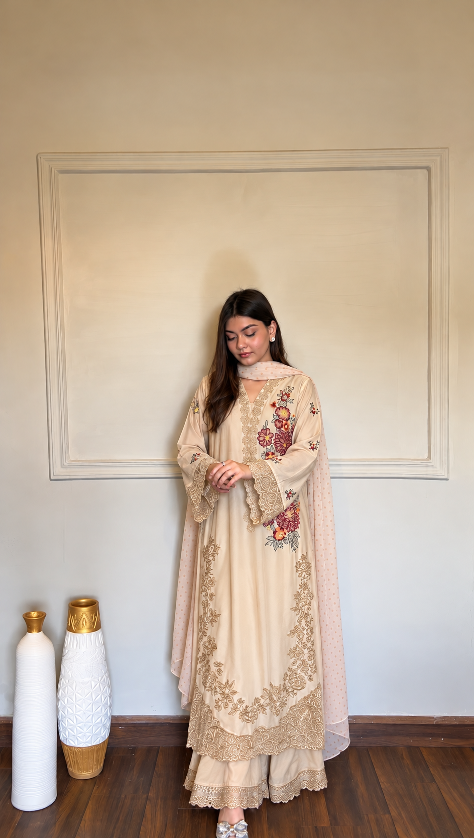 Embroidered long Pakistani suits