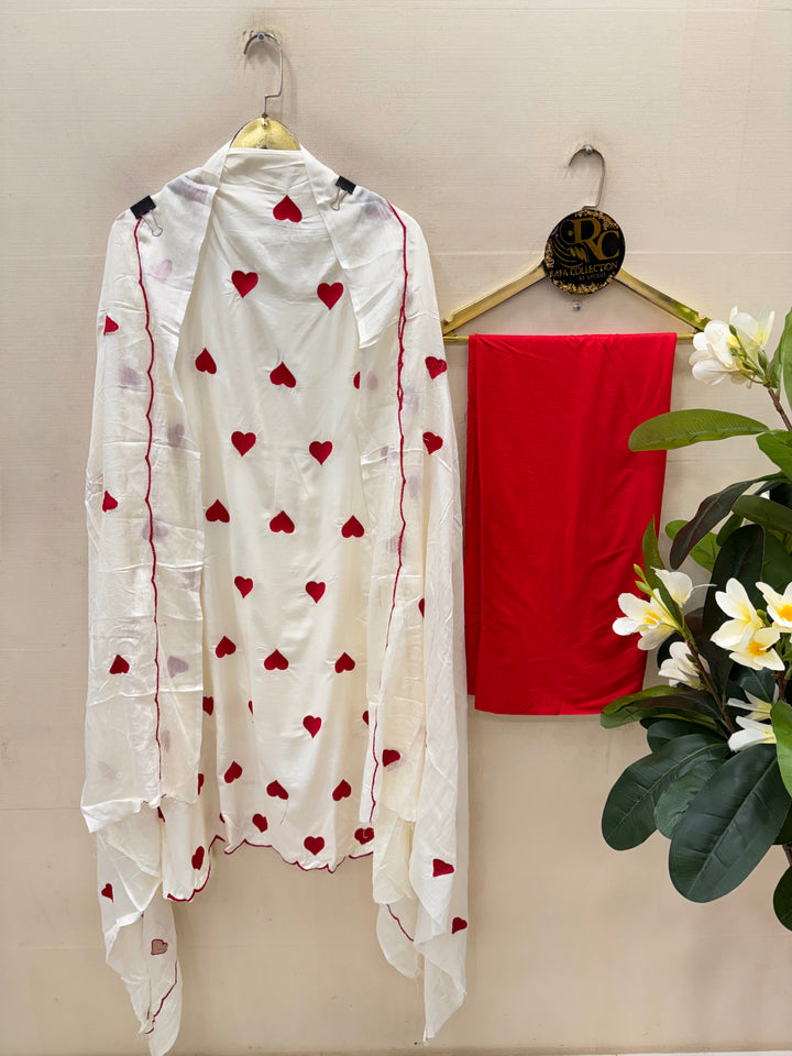 Viral heart embroidered unstitched Suits