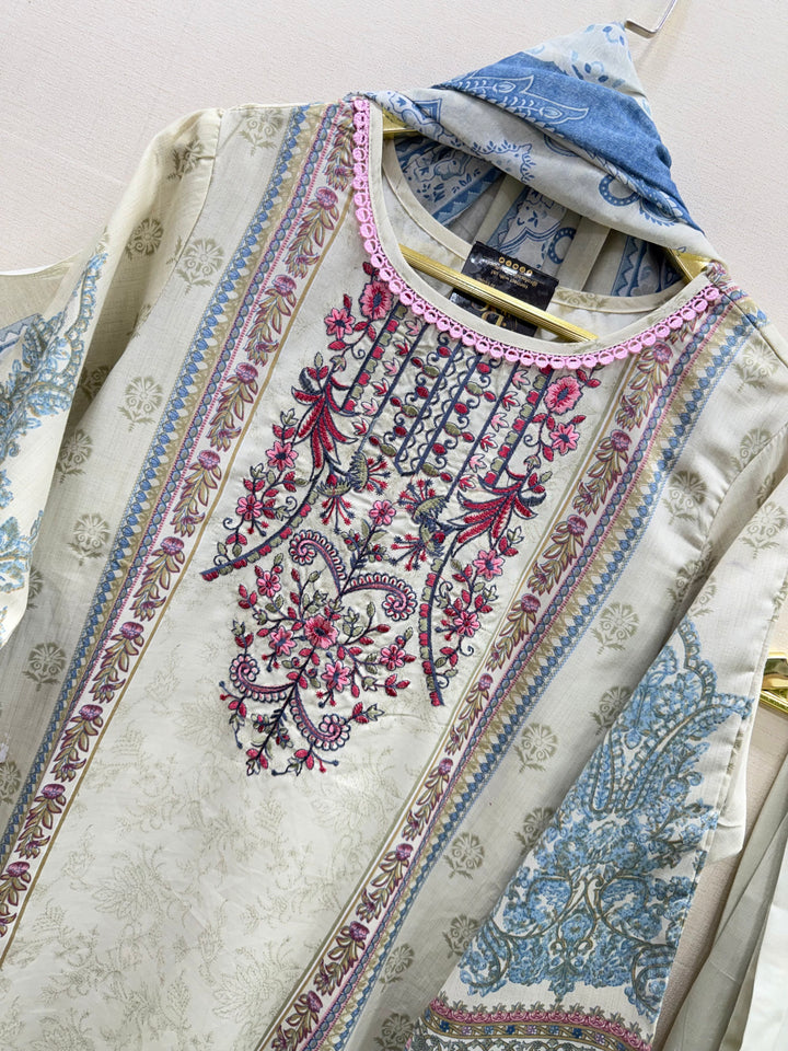 Semi cotton embroidered suits 2823