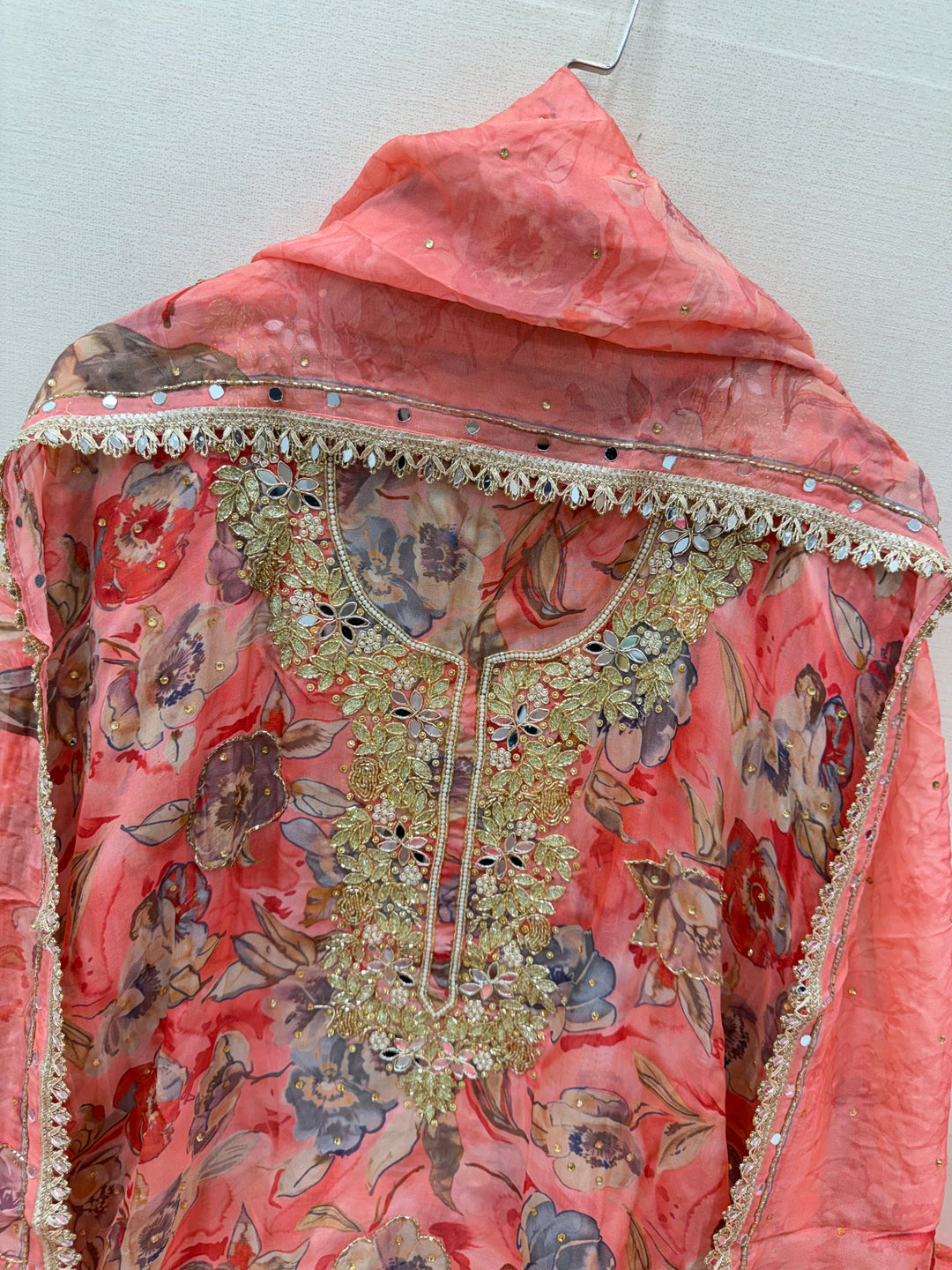 Organza handwork unstitched suits