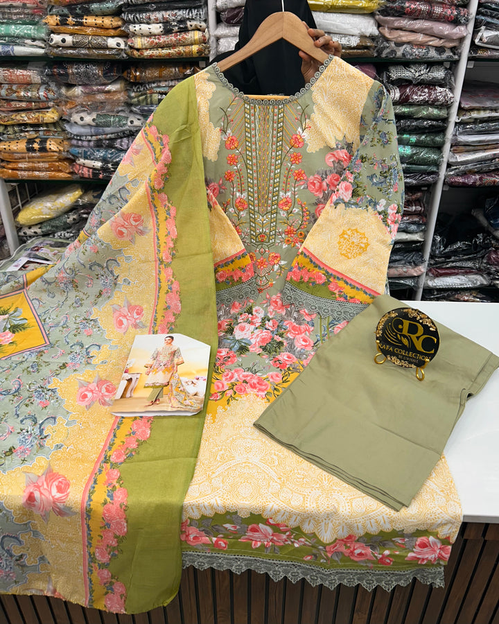 Semi cotton embroidered suits 2835
