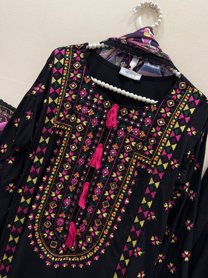 Embroidered multi color Farshi suits