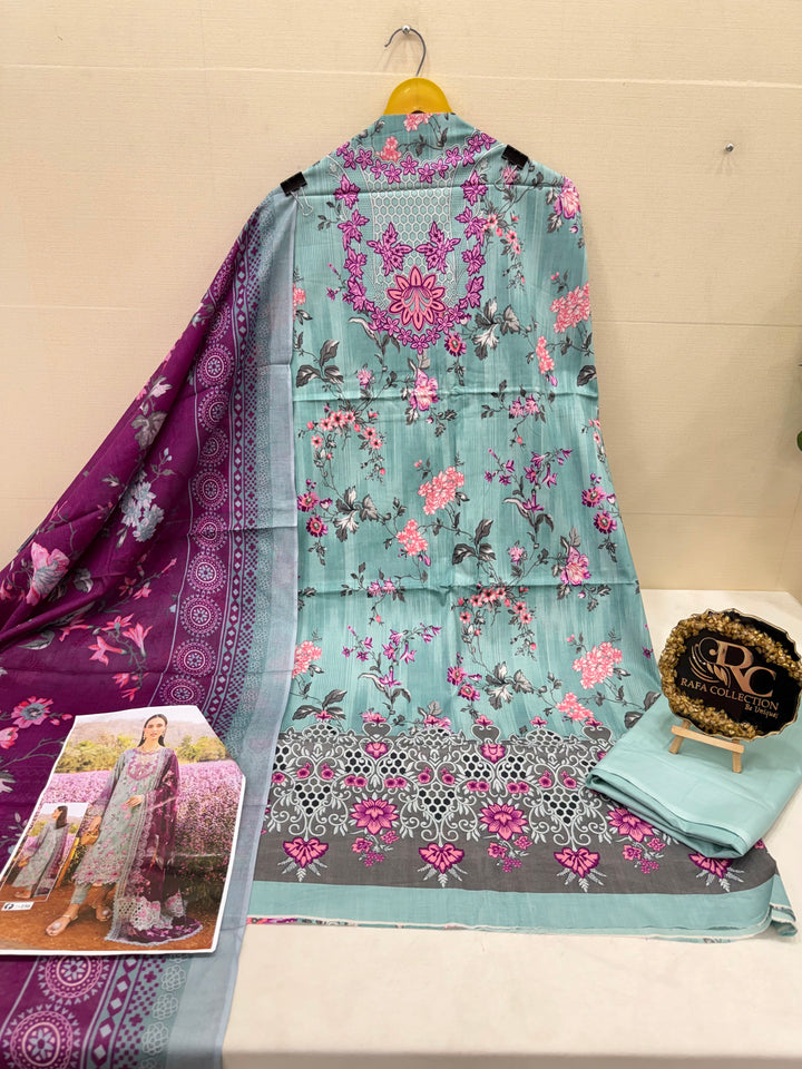 Cotton printed unstitched suits