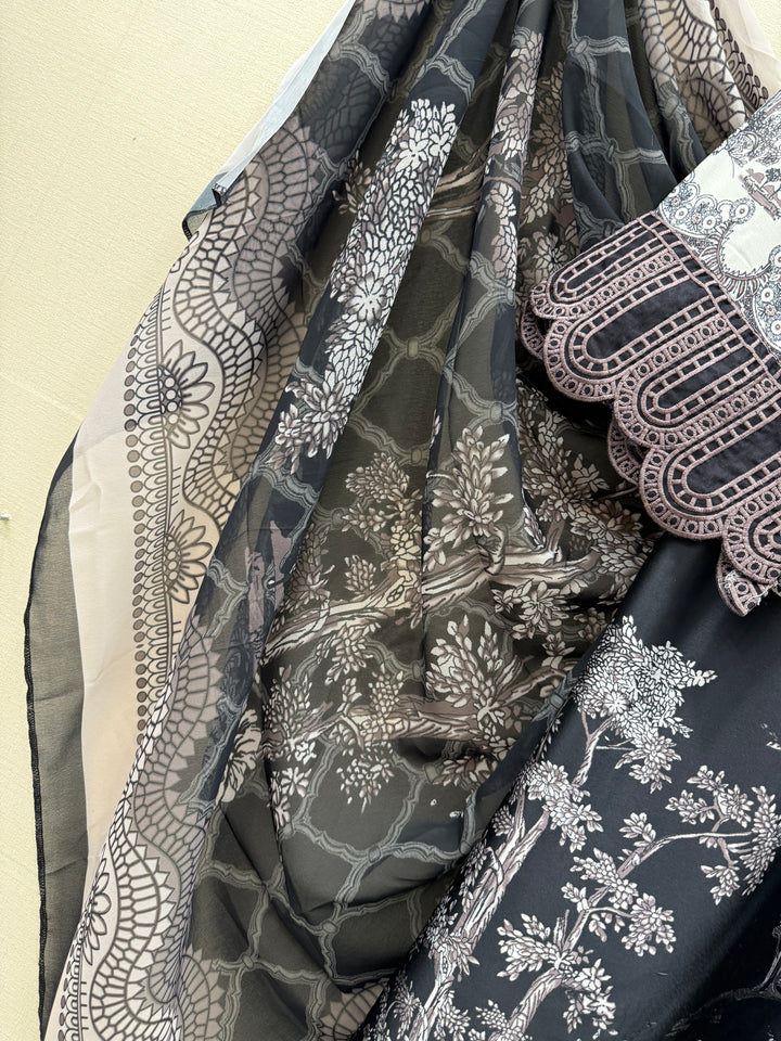 Satin embroidered Suits 7005