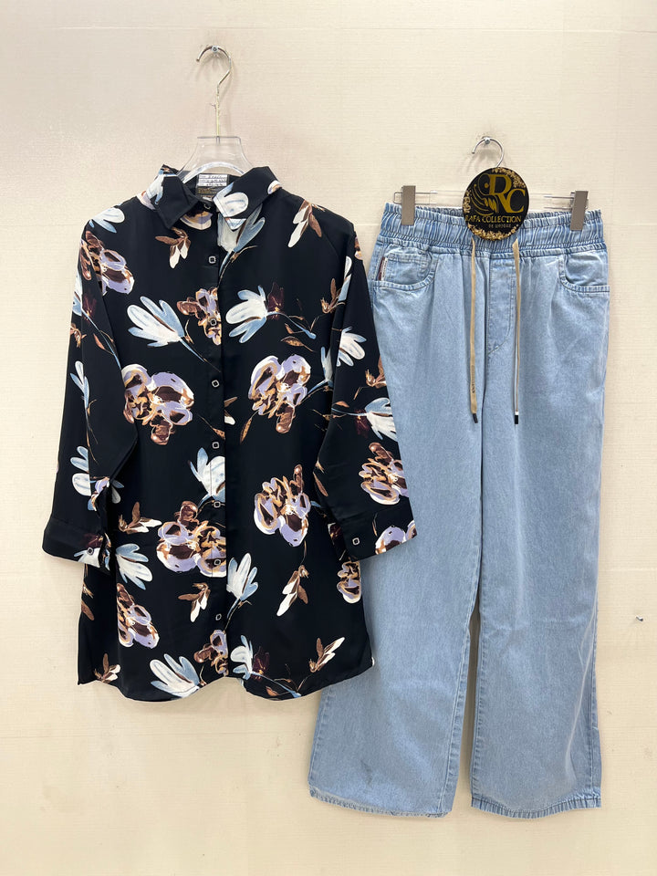 Korean denim cargo Sets