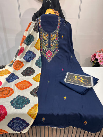 Rayon Embroidered Unstich suit 1442
