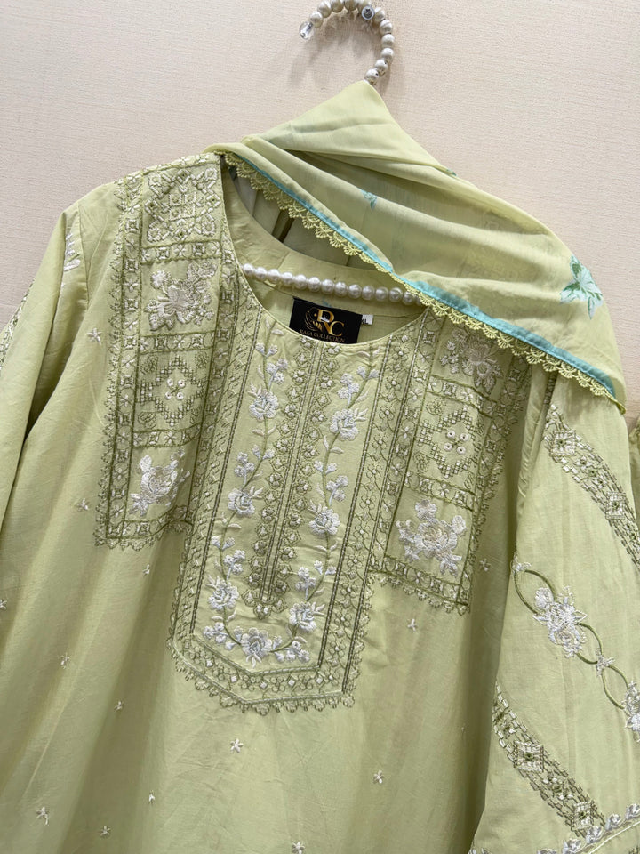 Cotton embroidered suits
