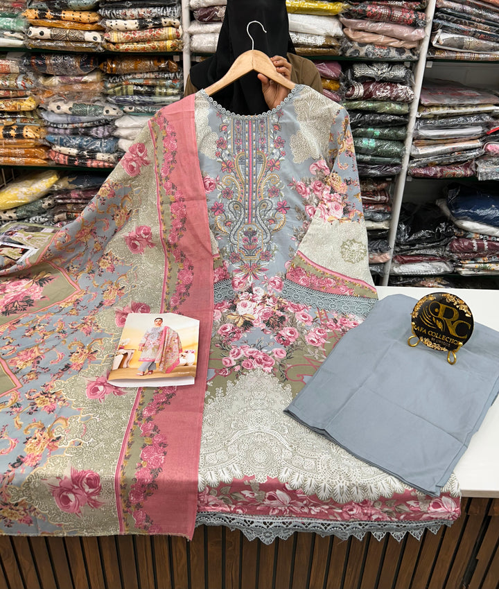 Semi cotton embroidered suits 2835