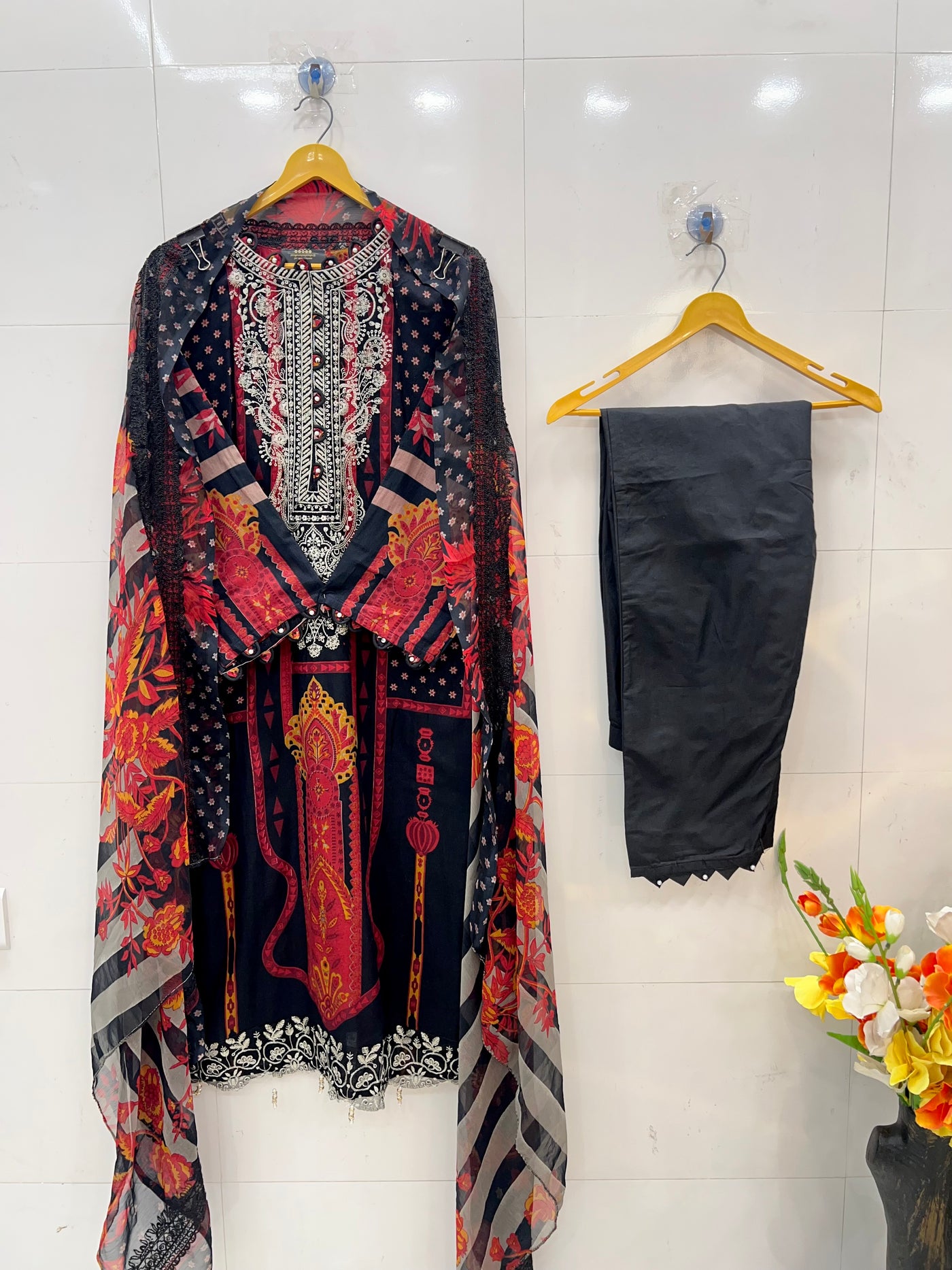 Pakistani pearl embellished suits 2660