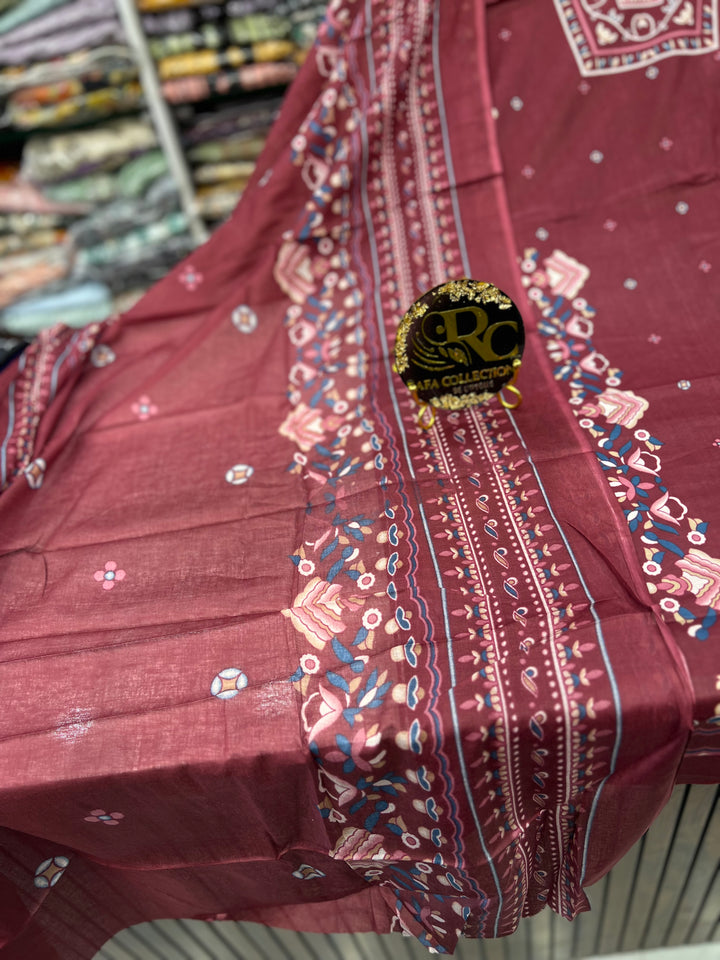 Cotton printed unstitched suits