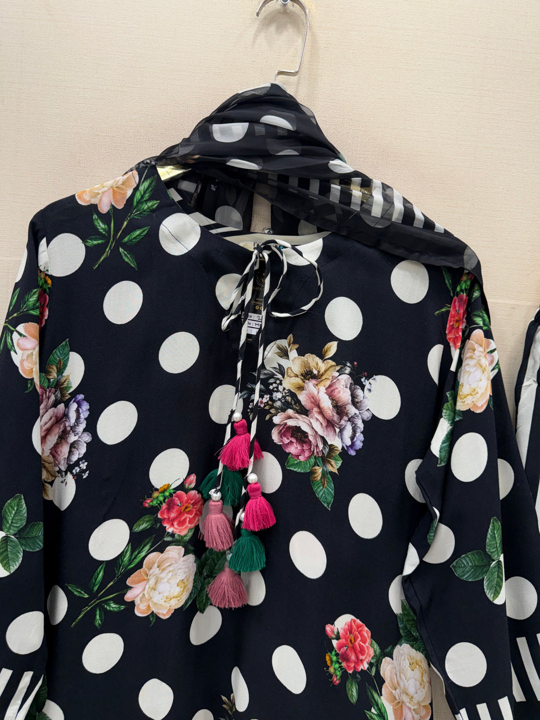 polka dot Pakistani Farshi suits