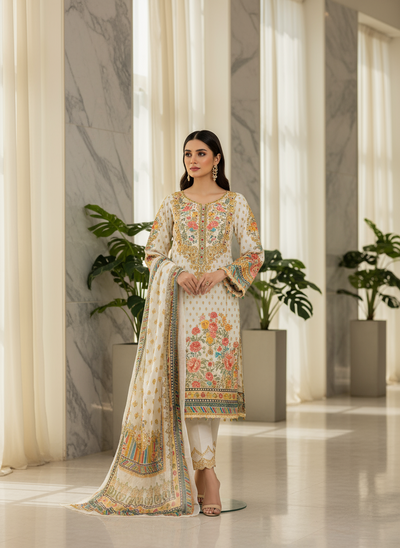 Pure Muslin Unstitched Suits 2375