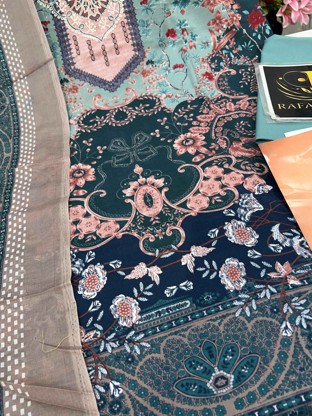 Semi Cotton embroided suit 1794