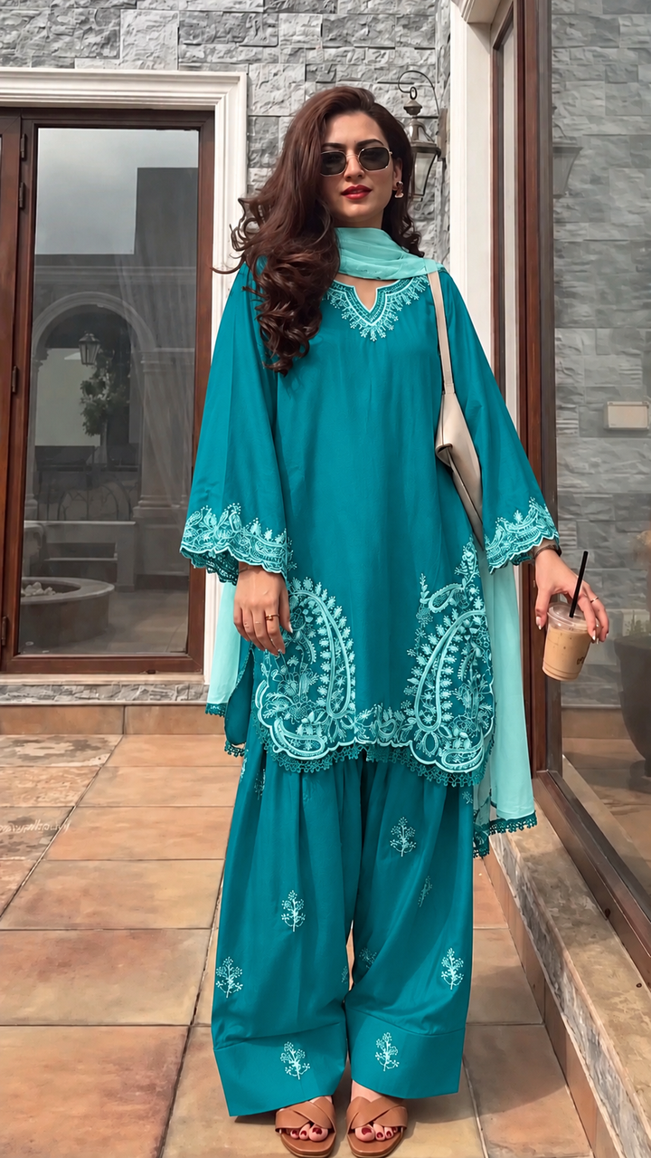 Embroidered Farshi Salwar Suits