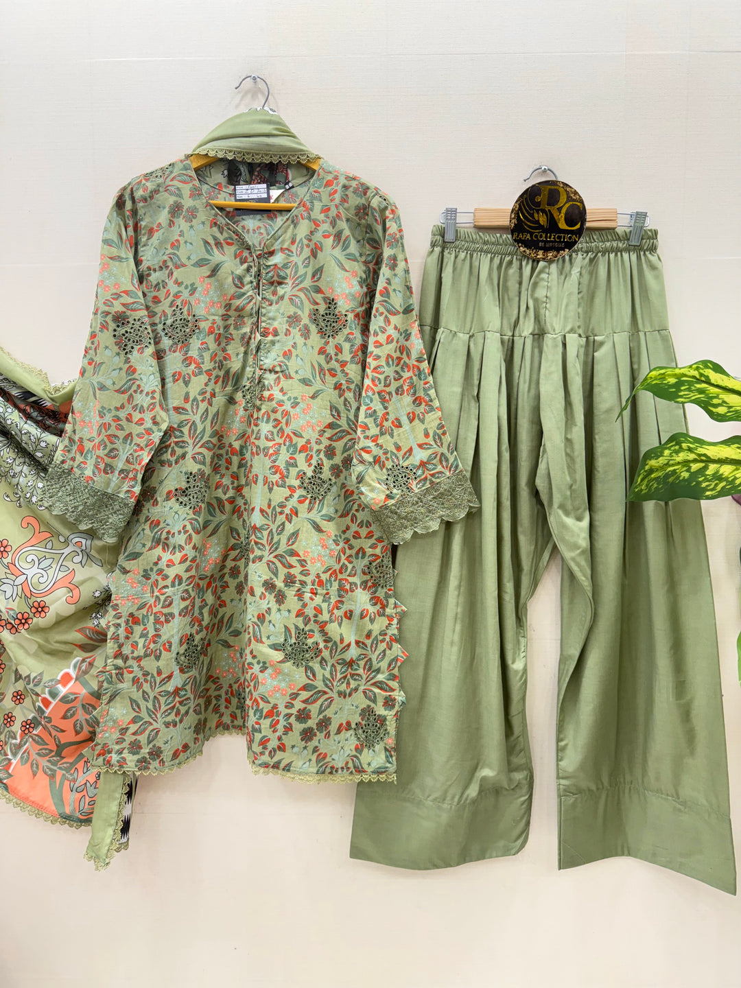 Cotton embroided farshi suits