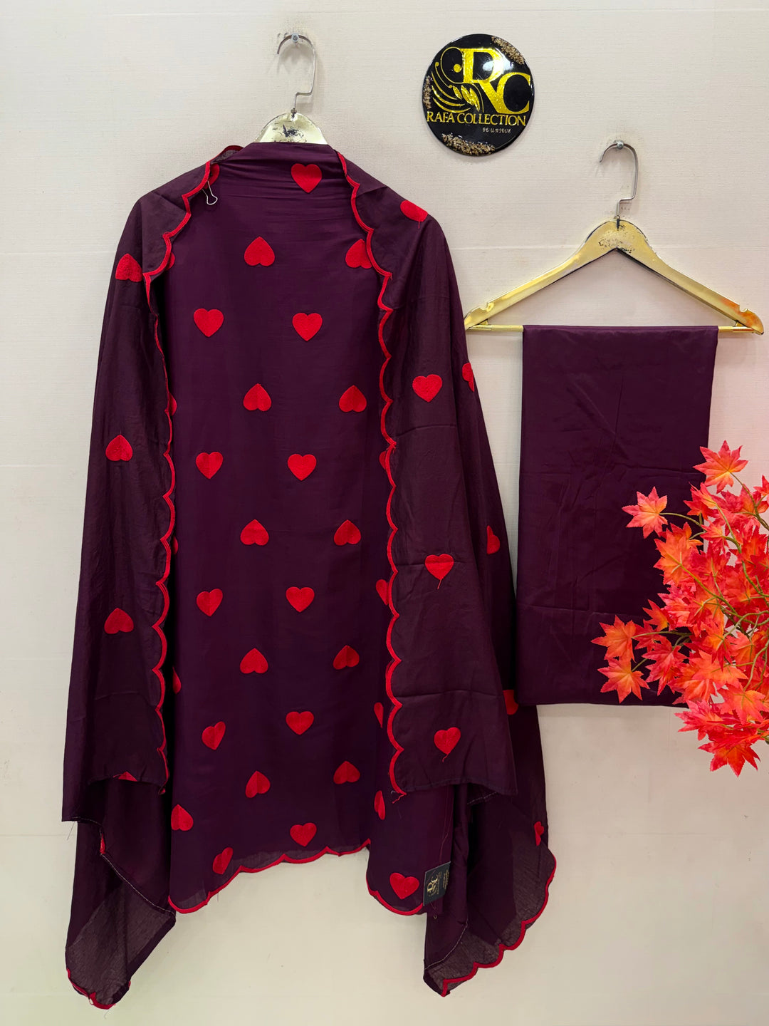 Viral heart embroidered unstitched Suits