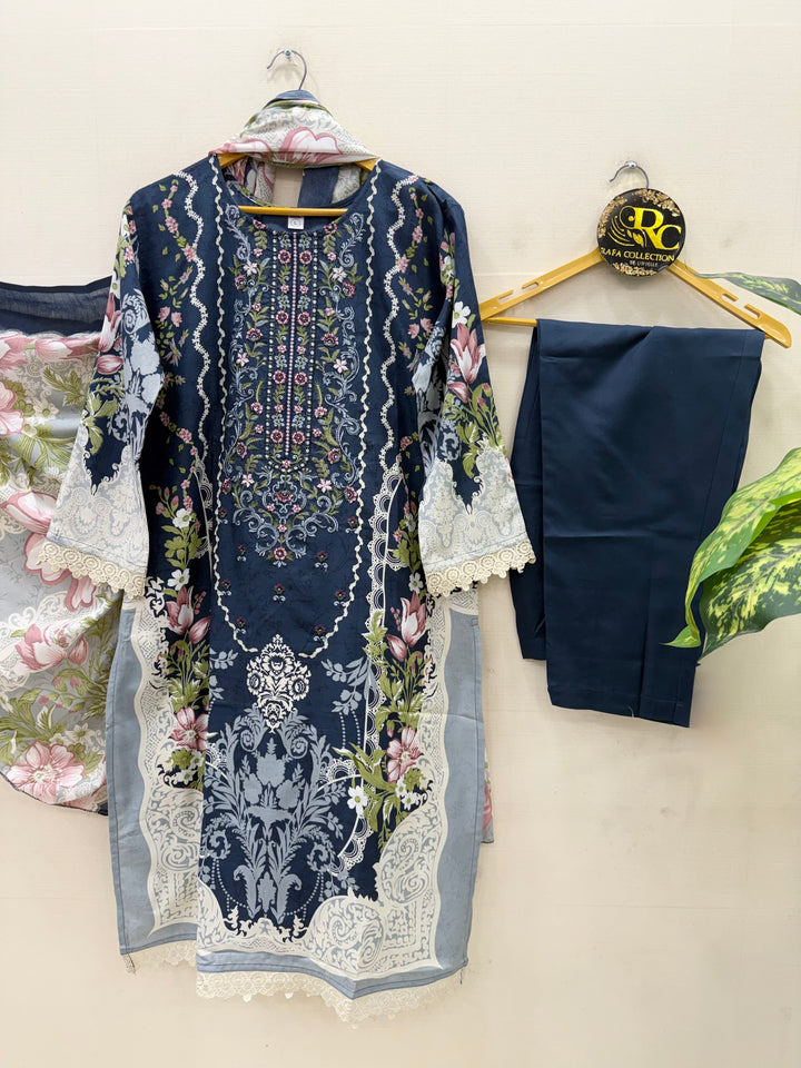 Semi cotton embroidered suits