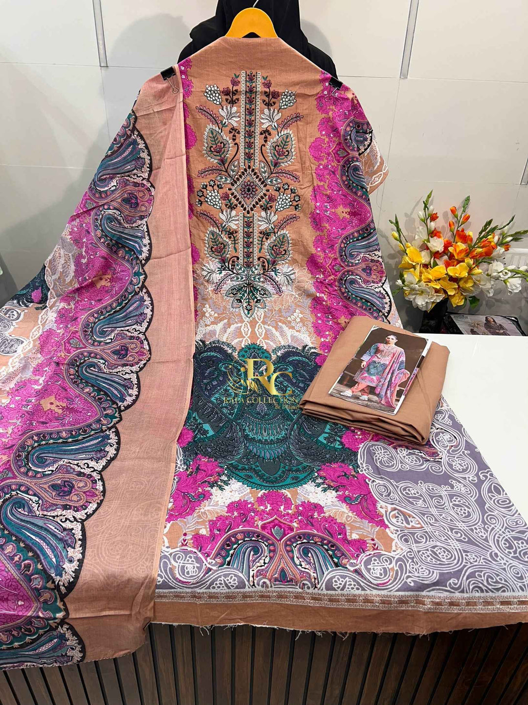 Cotton Embroidered Suit 3015