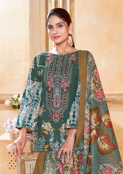 Semi Cotton embroided suit 1541