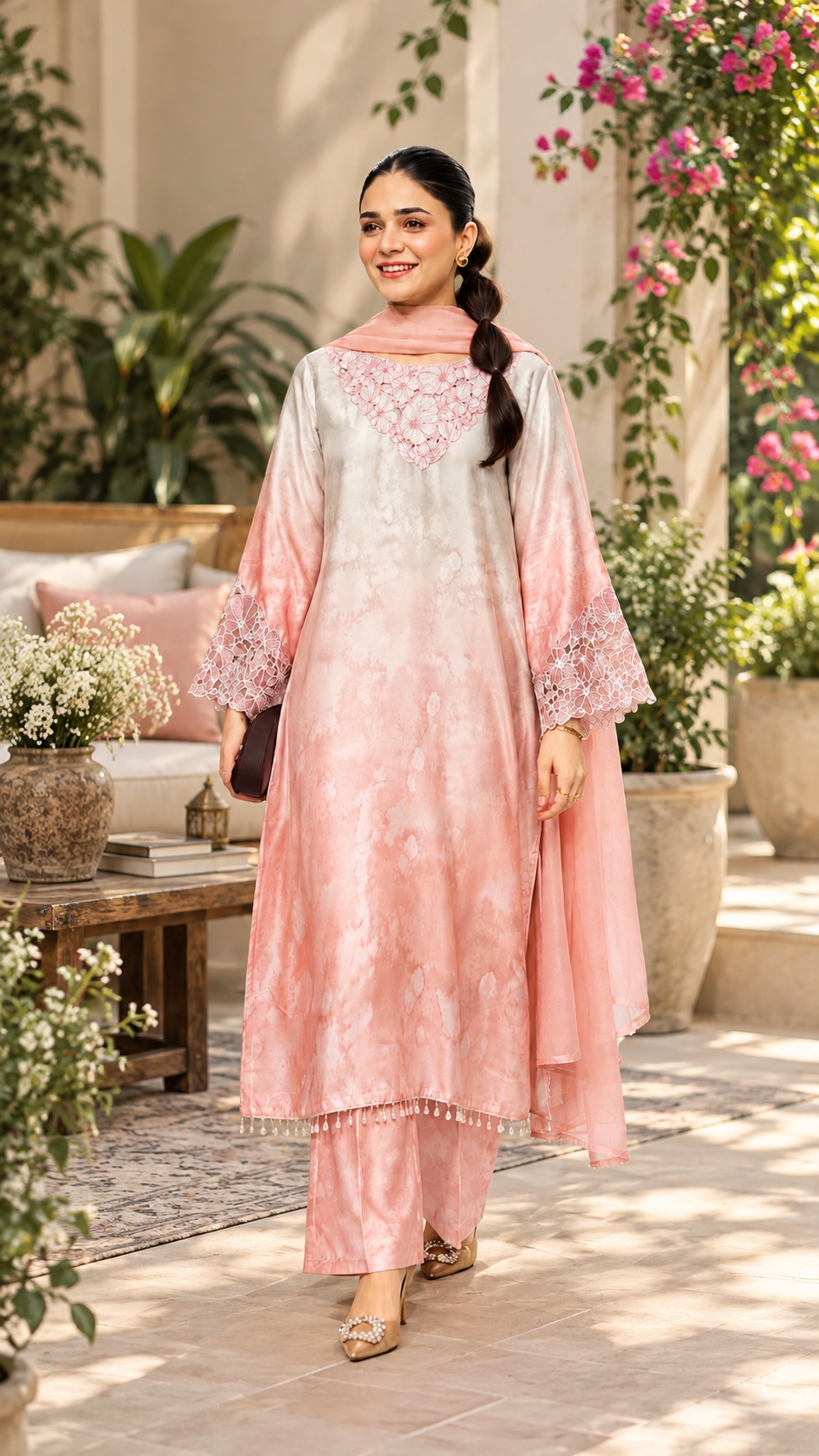 Satin embroidered Suits
