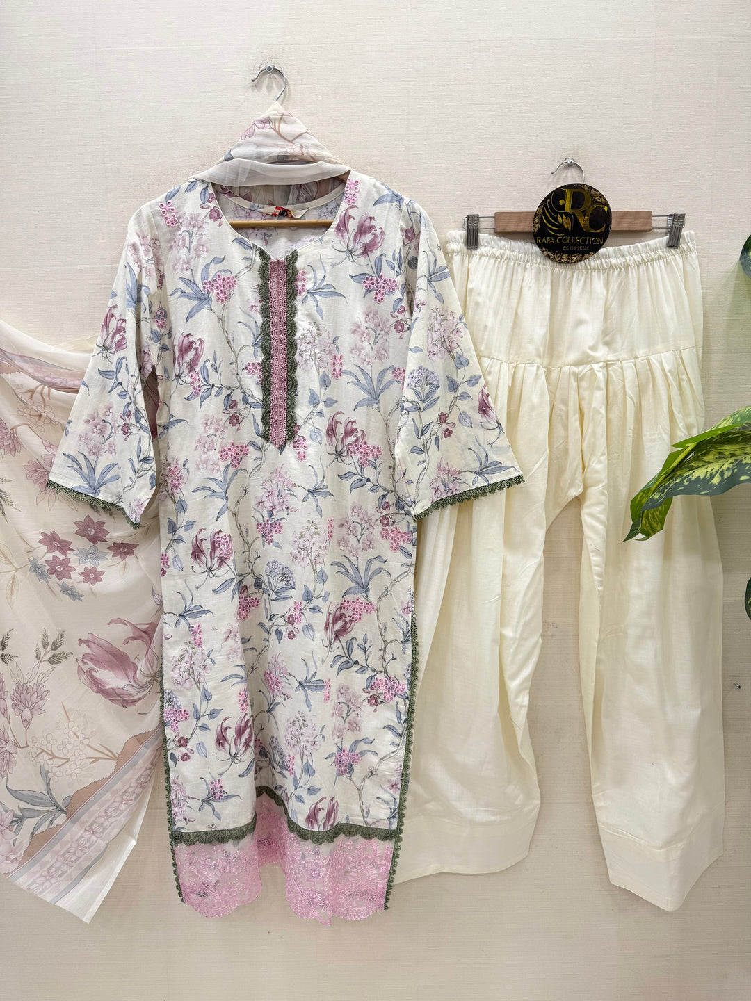 Cotton embroided farshi suits