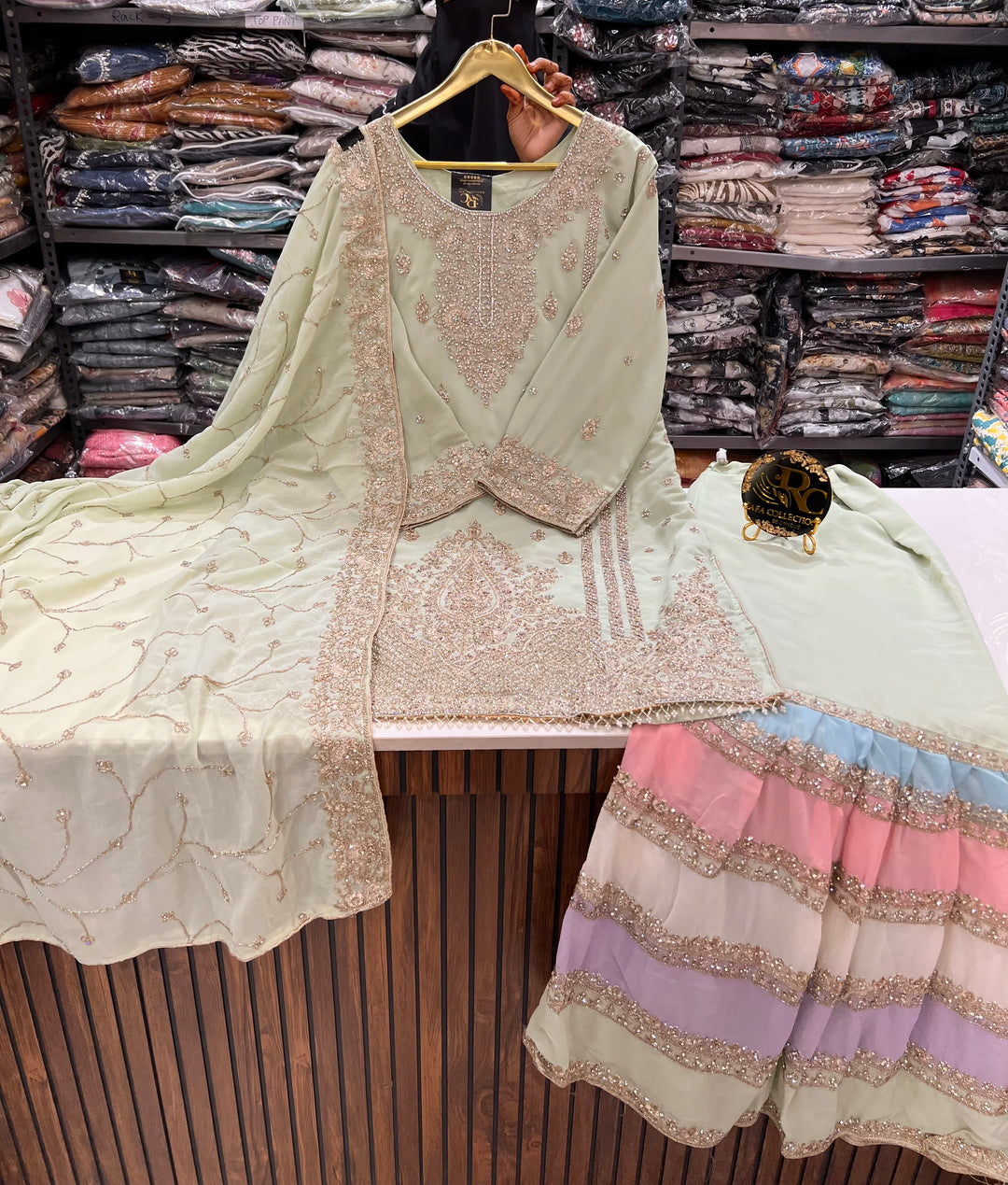 Pakistani tri color Garara suit 2749