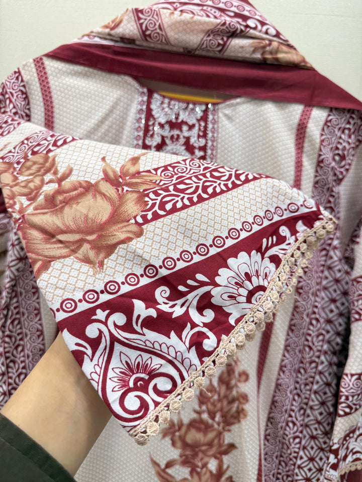 Semi cotton printed suits 8800