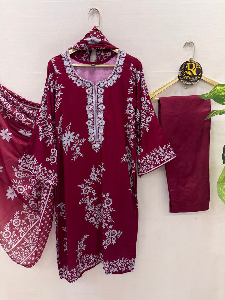 Cotton embroided suits