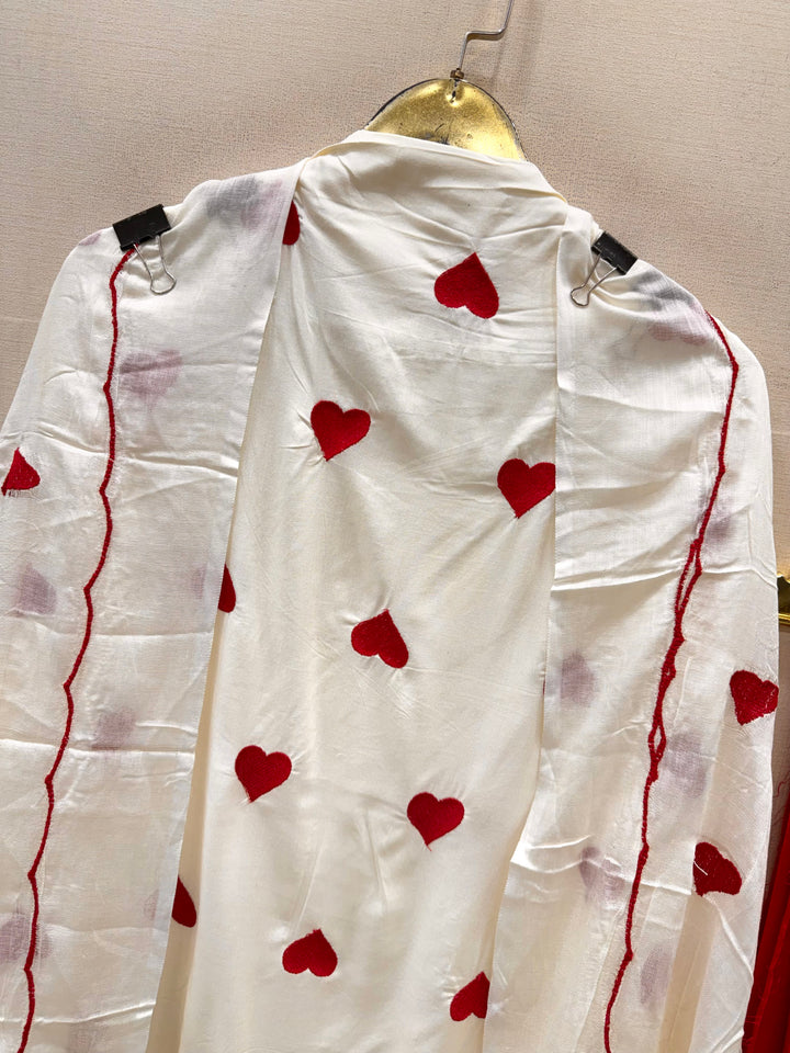 Viral heart embroidered unstitched Suits