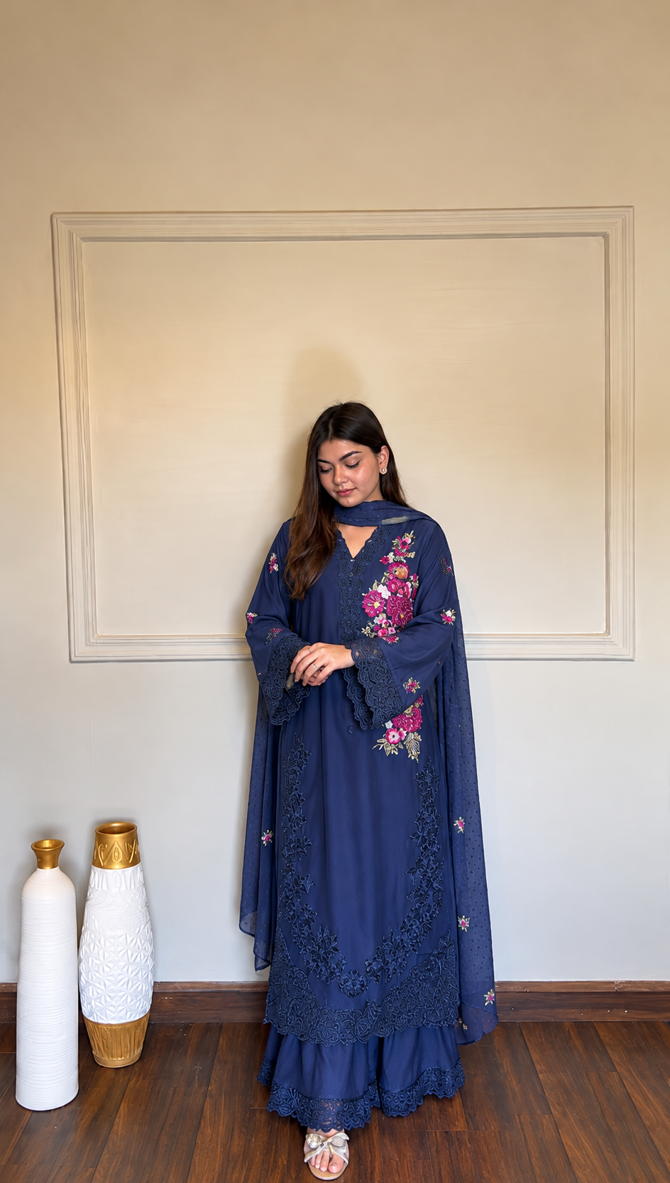 Embroidered long Pakistani suits