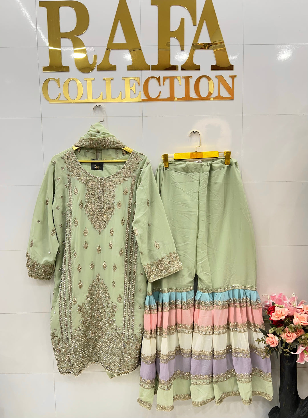 Pakistani tri color Garara suit 2749