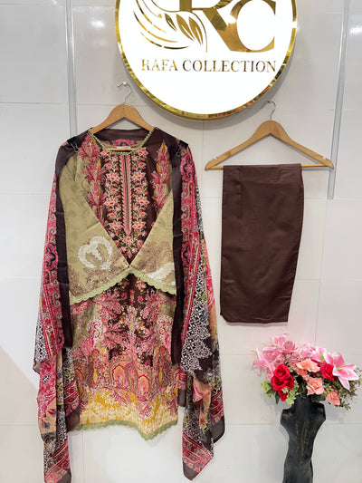Semi cotton Embroided suits 2351