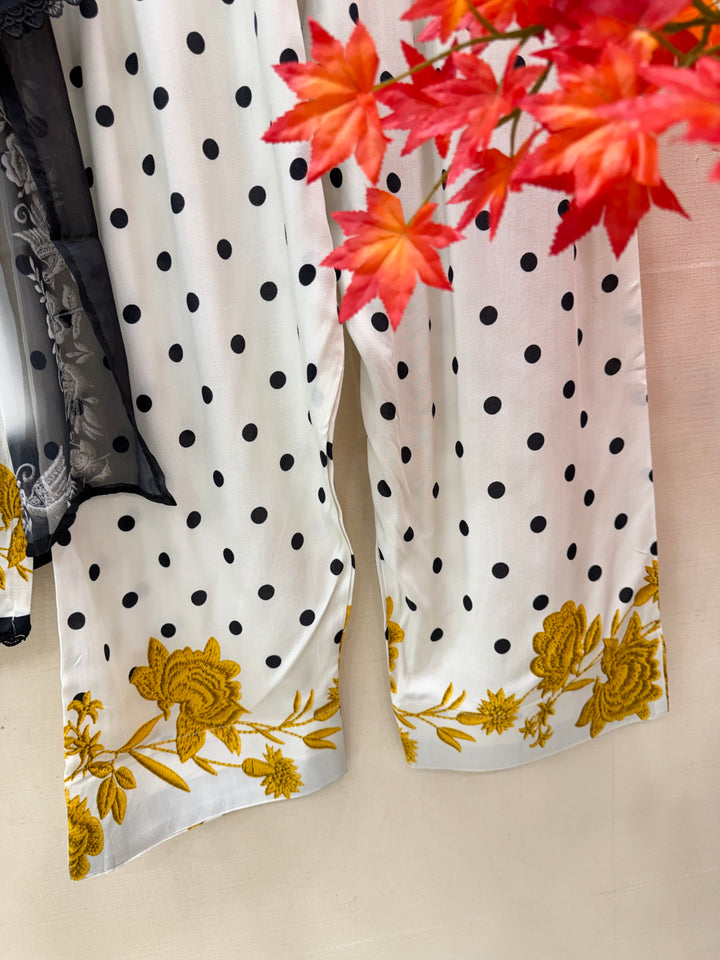 polka dot Pakistani Farshi suits